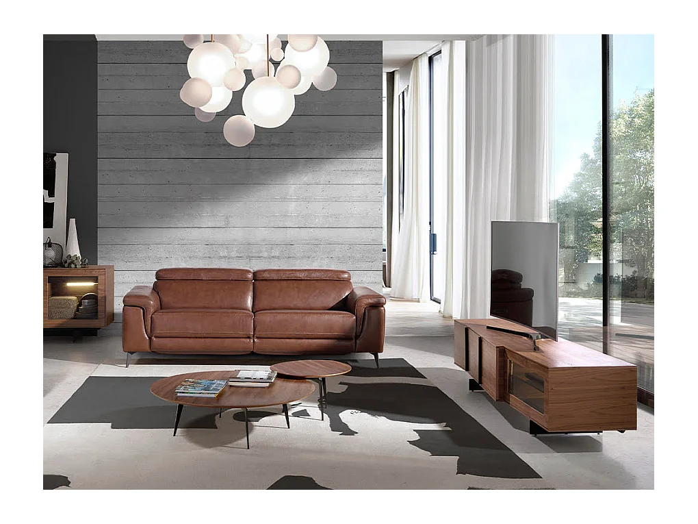 TV-meubel notenhout en zwart staal 3219 ANGEL CERDA