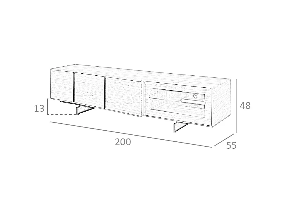 TV-meubel notenhout en zwart staal 3219 ANGEL CERDA