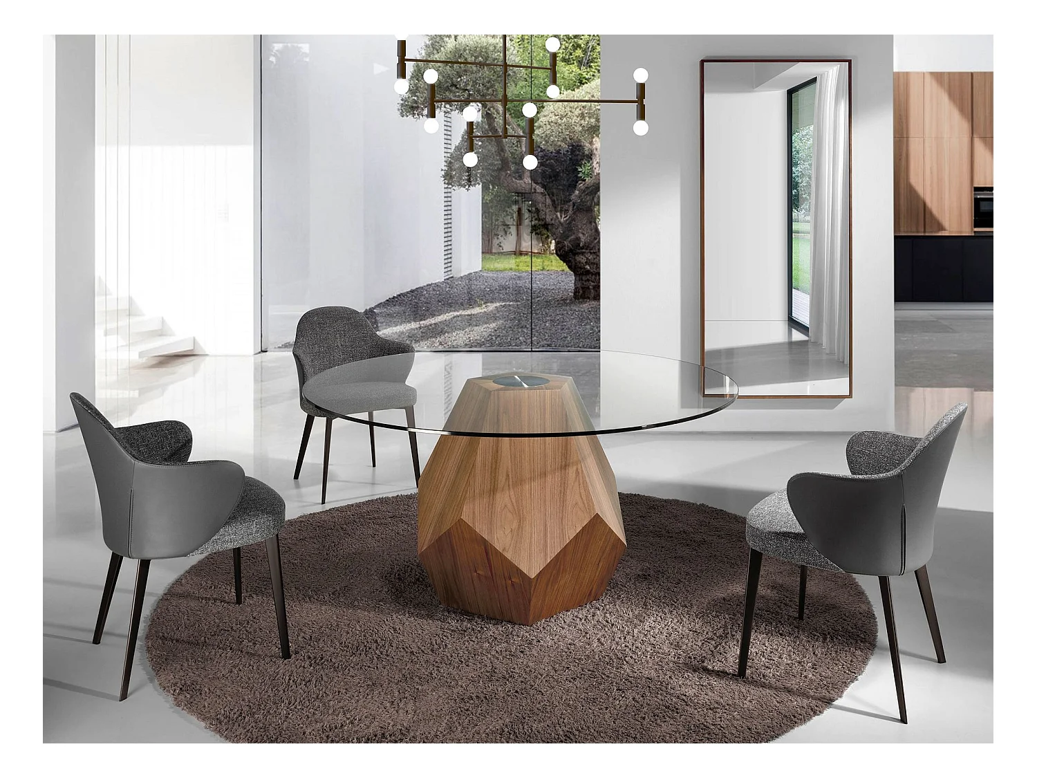 Miroir mural rectangulaire noyer