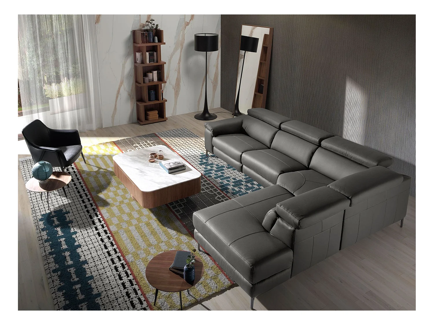 Miroir mural rectangulaire noyer