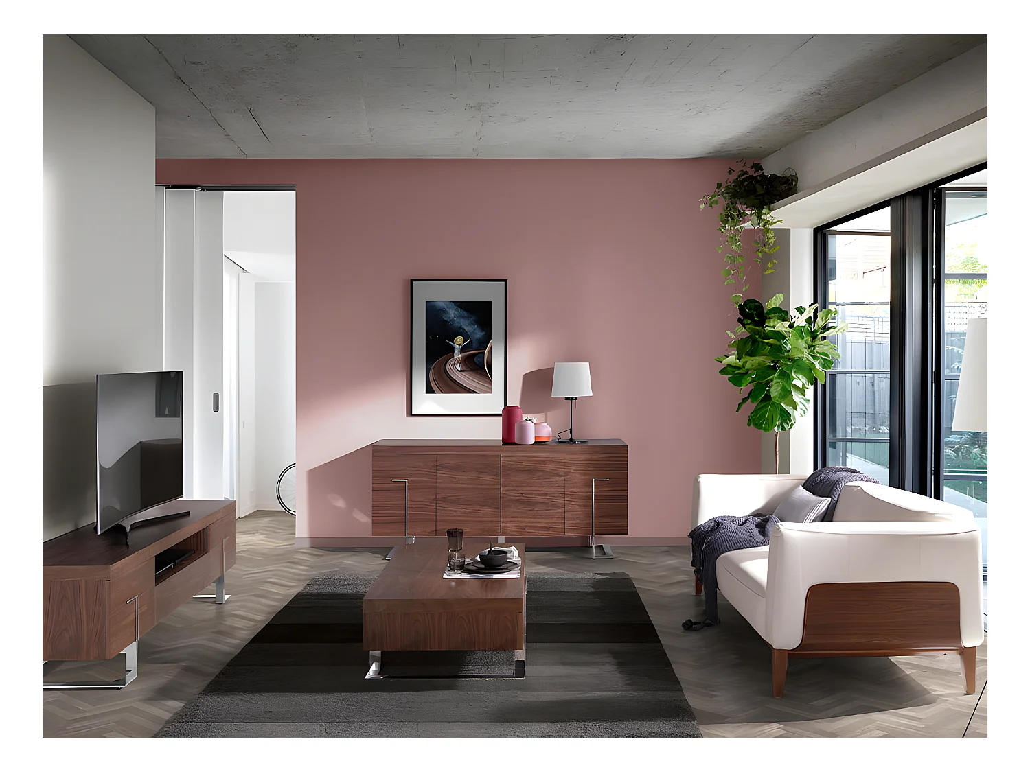 Credenza in legno di noce e acciaio cromato   3221 ANGEL CERDA