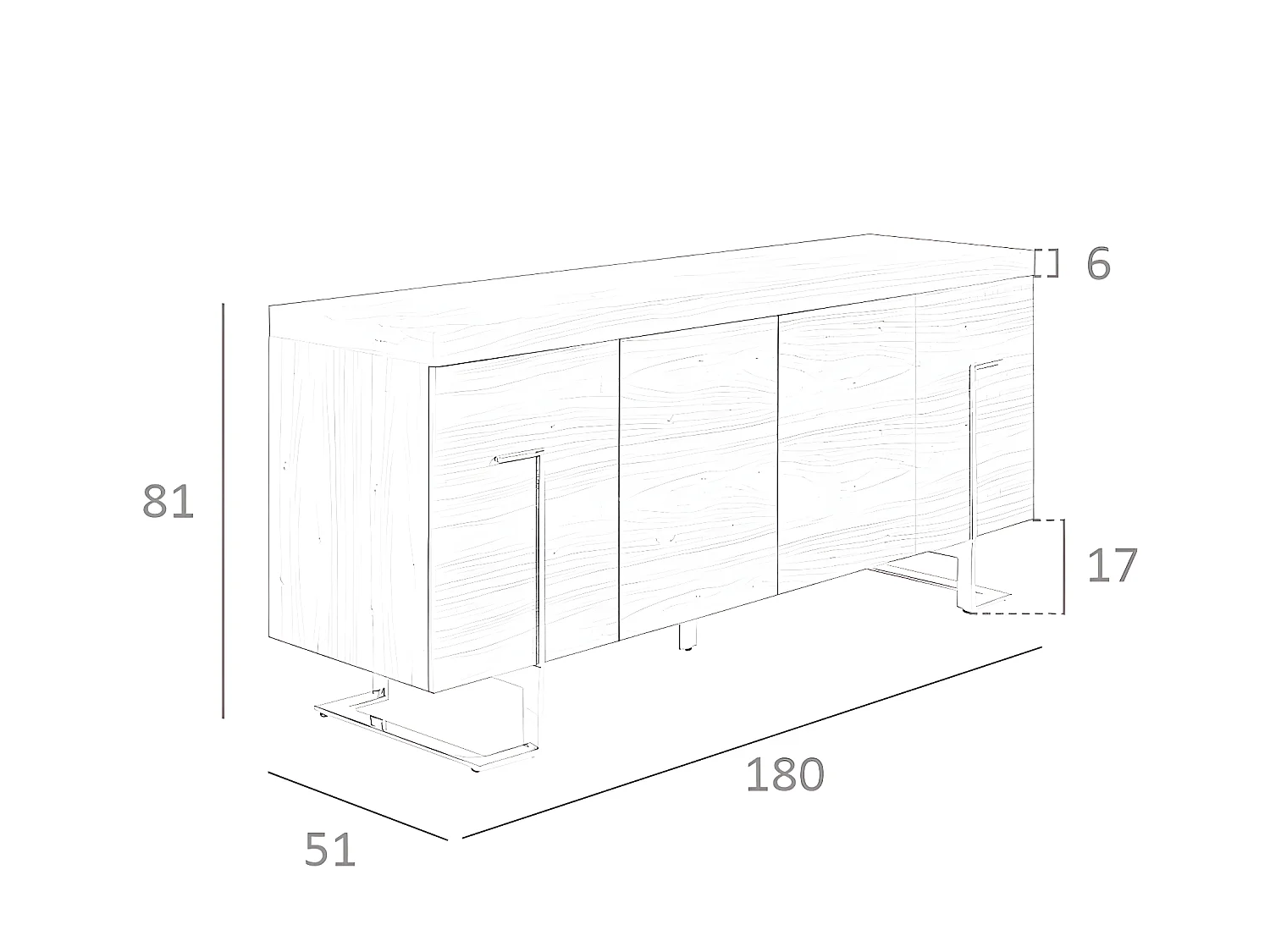 Credenza in legno di noce e acciaio cromato   3221 ANGEL CERDA
