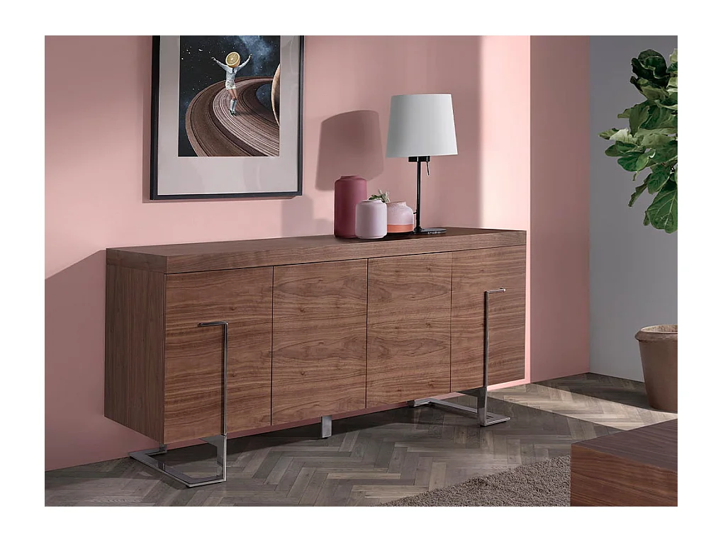 Buffet de noyer et acier chromé 3221 ANGEL CERDA