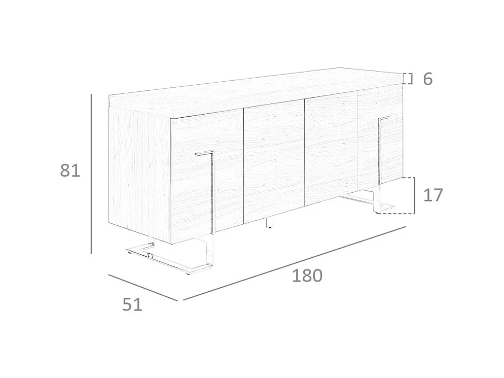 Buffet de noyer et acier chromé 3221 ANGEL CERDA