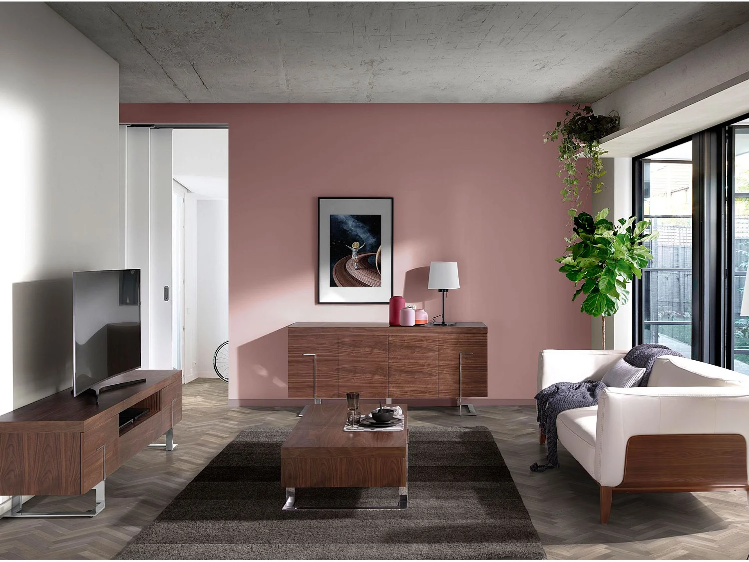 Credenza in noce e acciaio cromato 3221 ANGEL CERDA