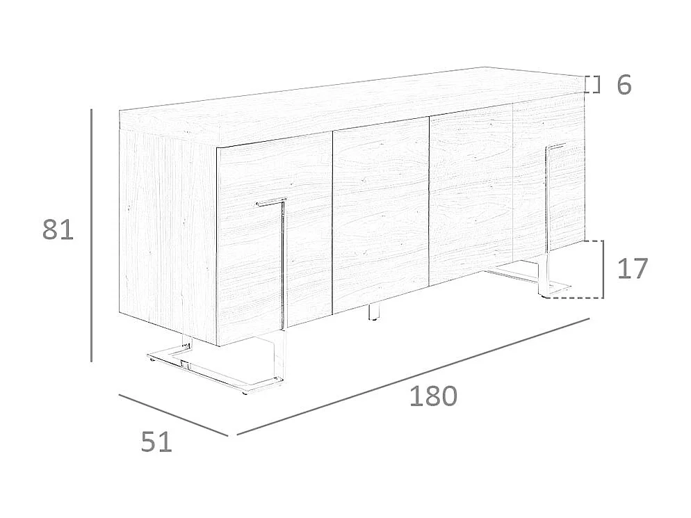 Credenza in noce e acciaio cromato 3221 ANGEL CERDA