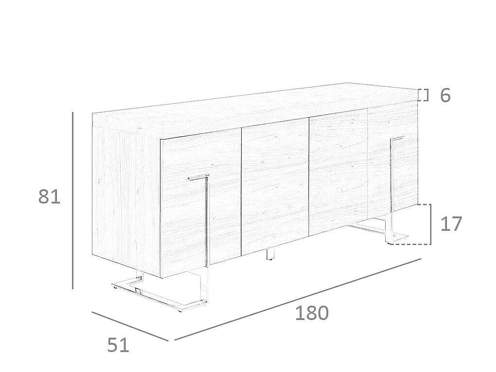 Dressoir walnoot en verchroomd staal 3221 ANGEL CERDA