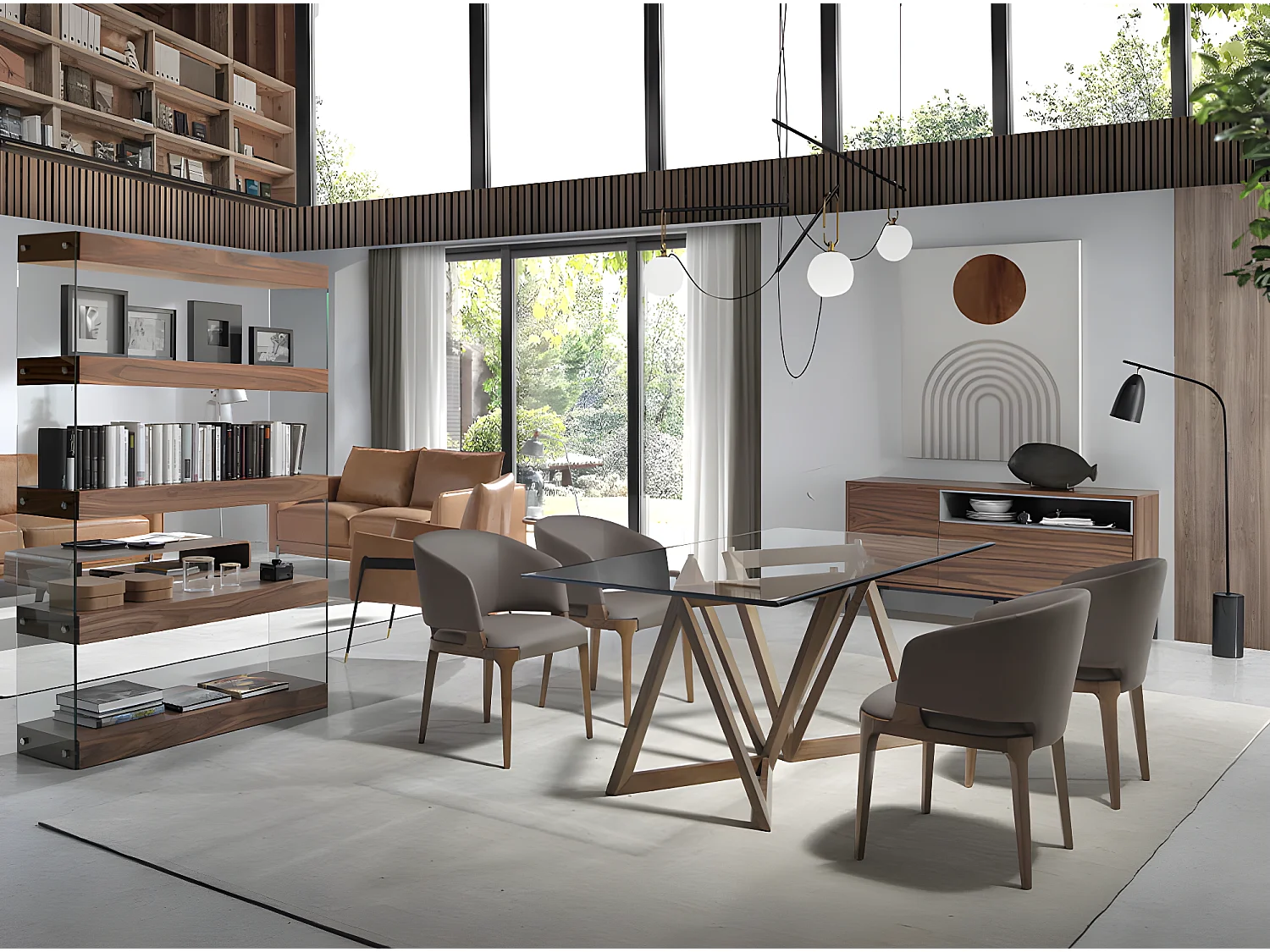 Buffet en bois de Noyer et Gris 3226 ANGEL CERDA