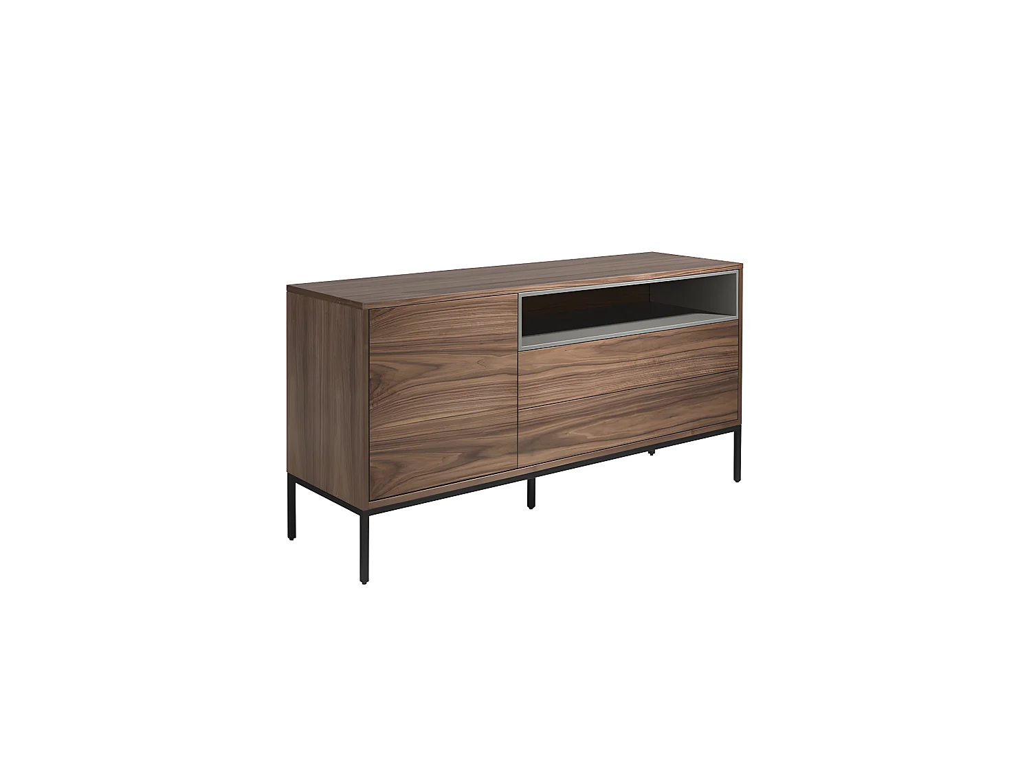 Dressoir walnoot en mat grijs. Zwarte stalen poten 3226 ANGEL CERDA