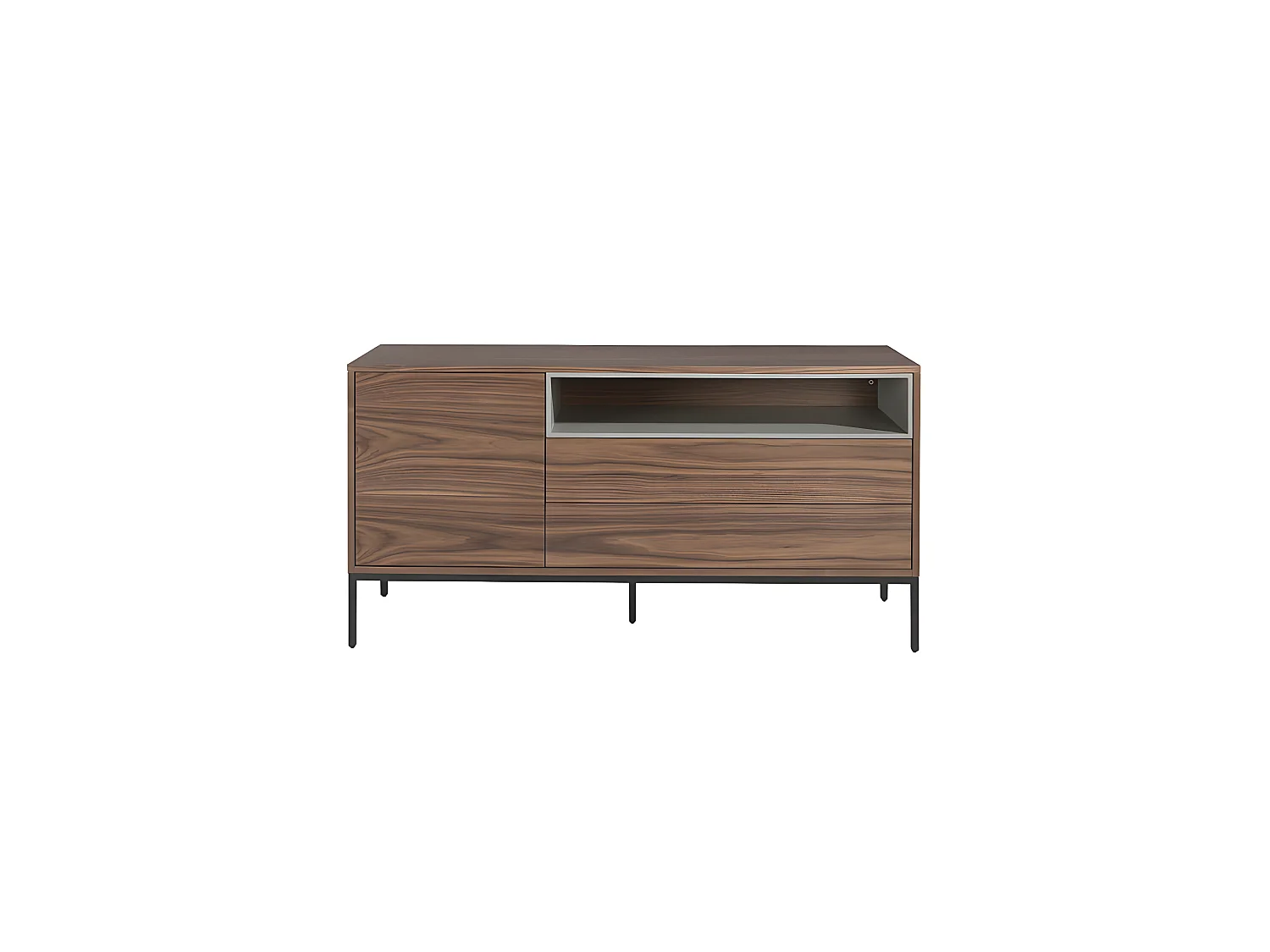 Dressoir walnoot en mat grijs. Zwarte stalen poten 3226 ANGEL CERDA