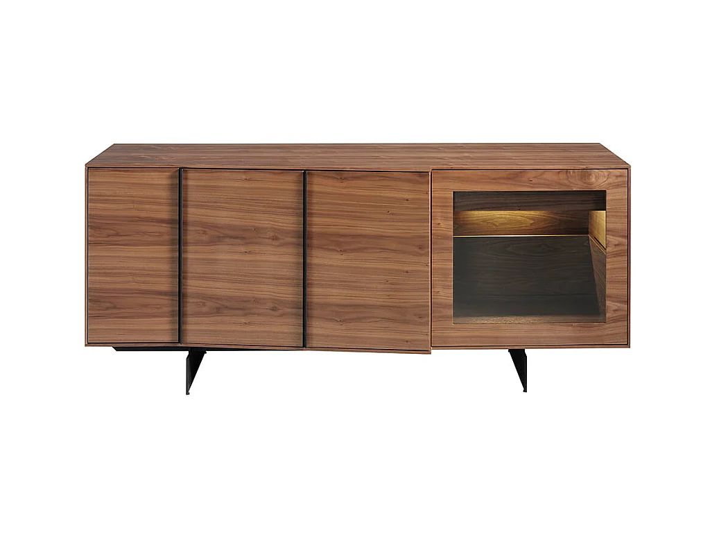 Dressoir walnoot en zwart staal 3218 ANGEL CERDA