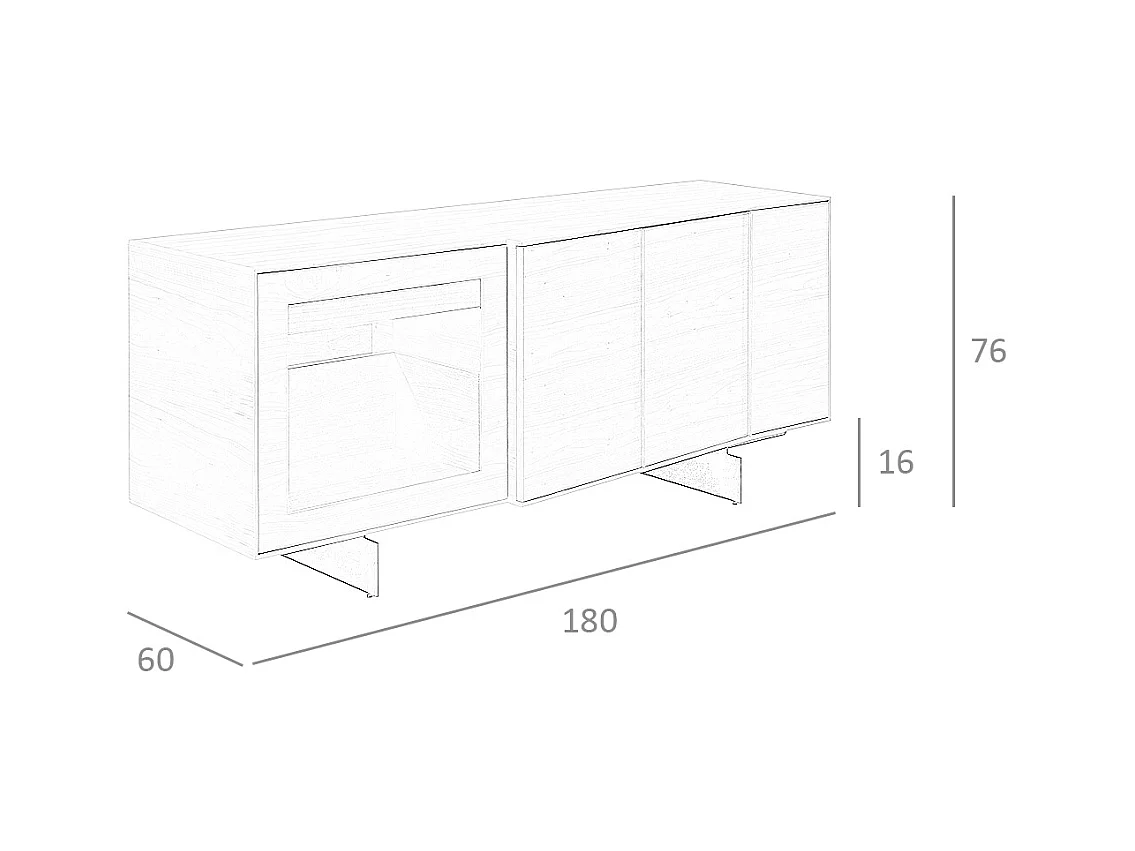 Dressoir walnoot en zwart staal 3218 ANGEL CERDA