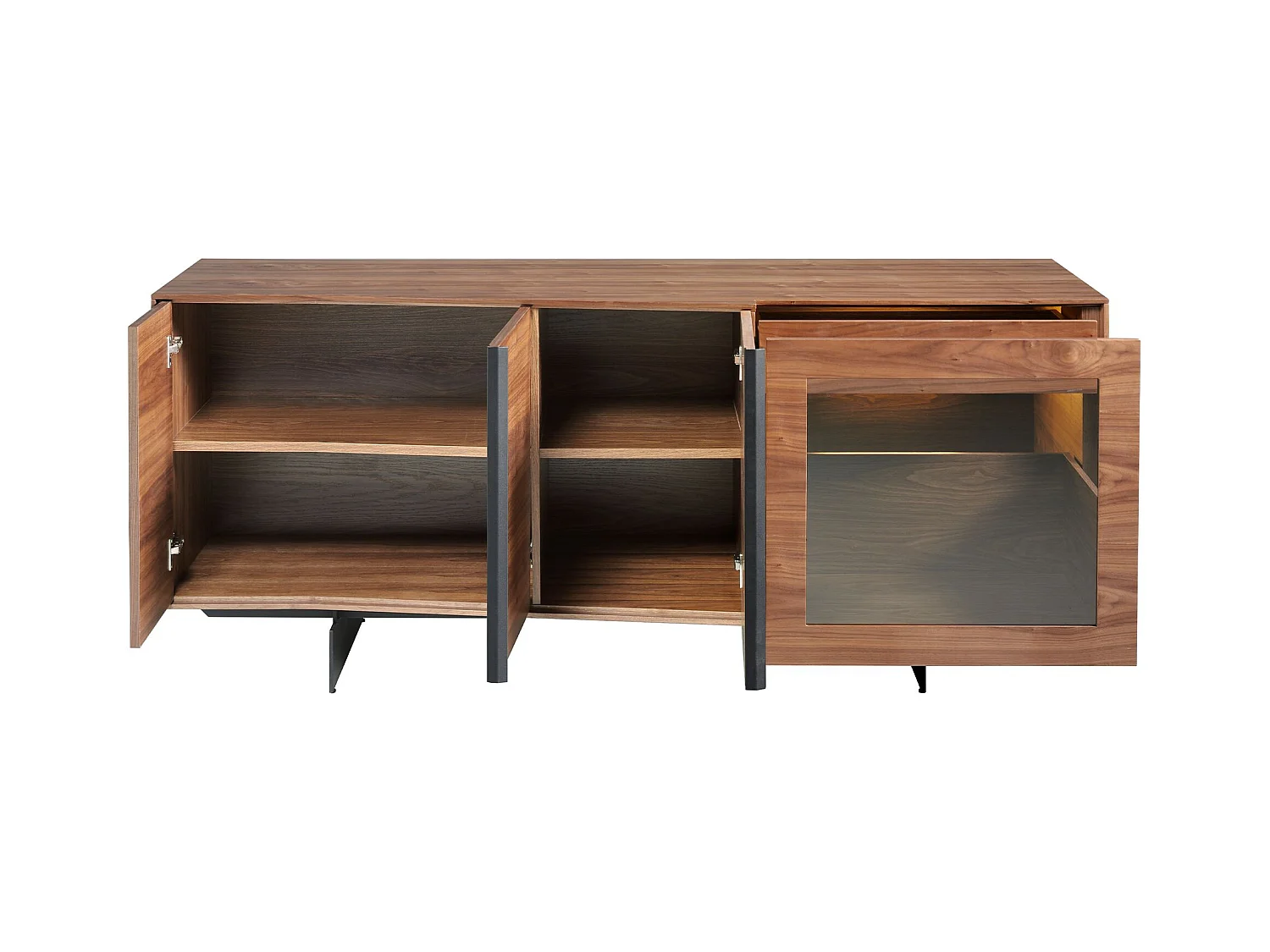 Dressoir walnoot en zwart staal 3218 ANGEL CERDA