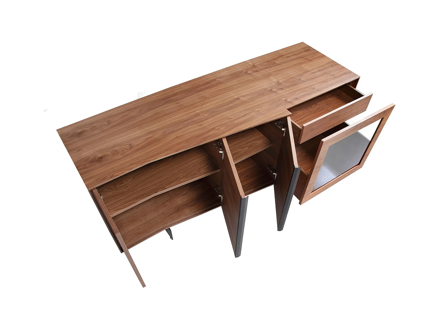 Dressoir walnoot en zwart staal 3218 ANGEL CERDA