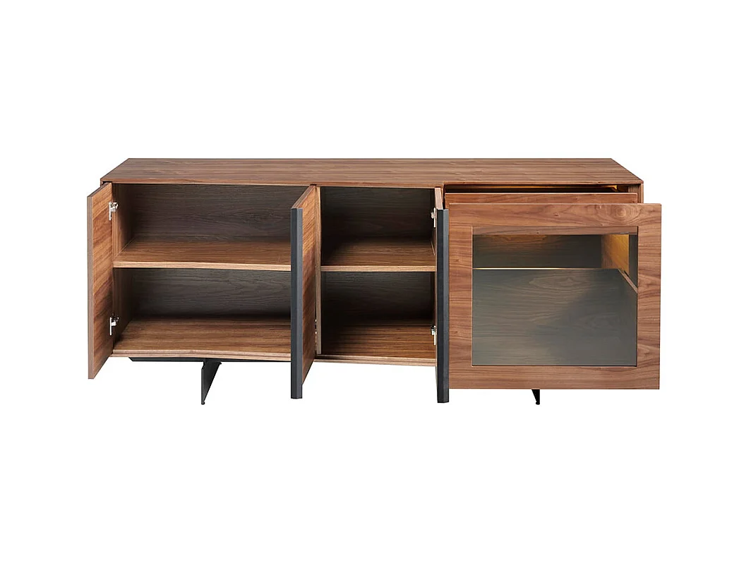 Dressoir walnoot en zwart staal 3218 ANGEL CERDA