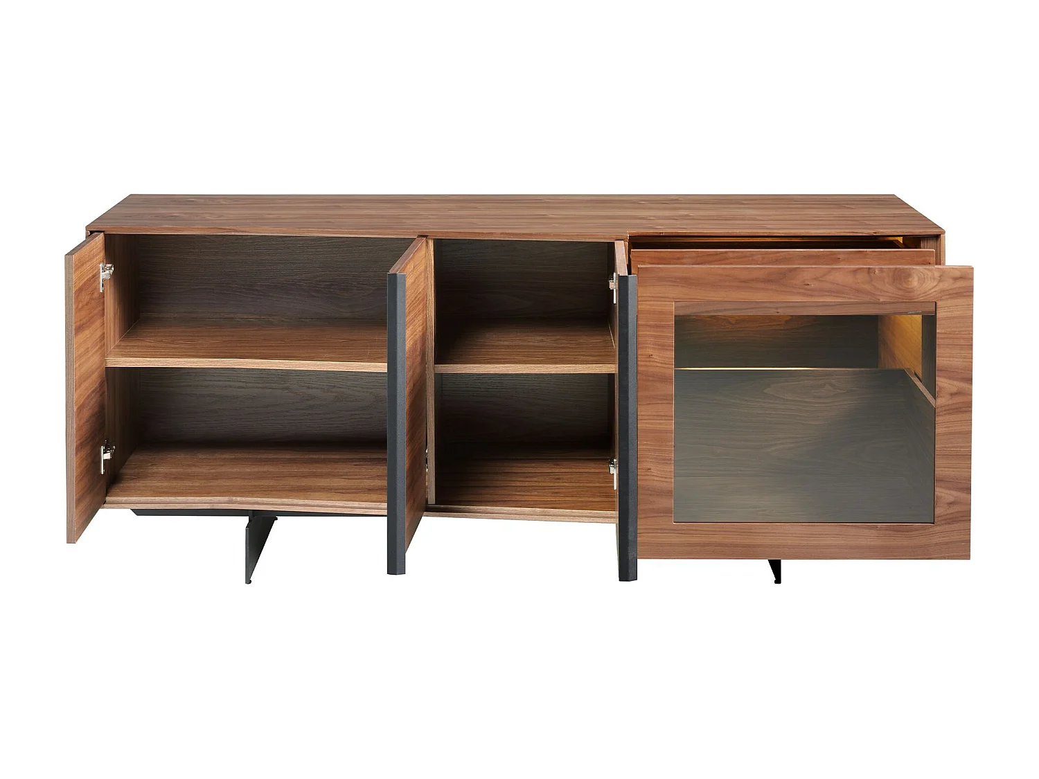 Buffet en noyer et acier noir avec éclairage intérieur 3218 ANGEL CERDA