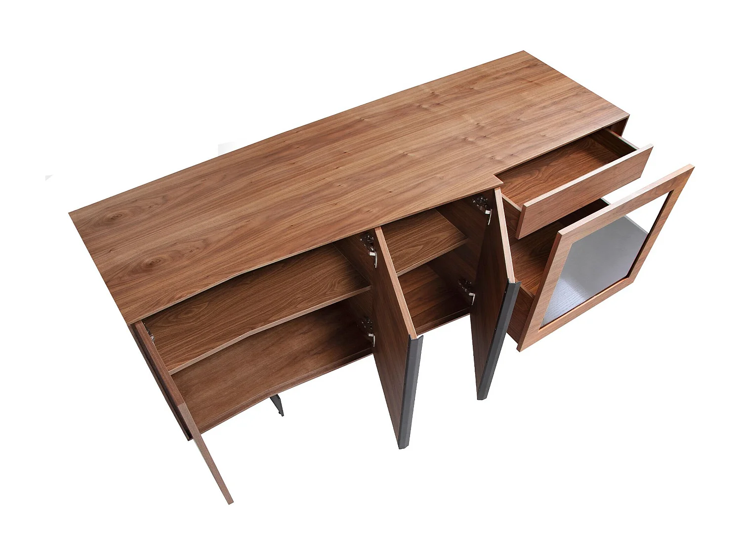 Buffet en noyer et acier noir avec éclairage intérieur 3218 ANGEL CERDA