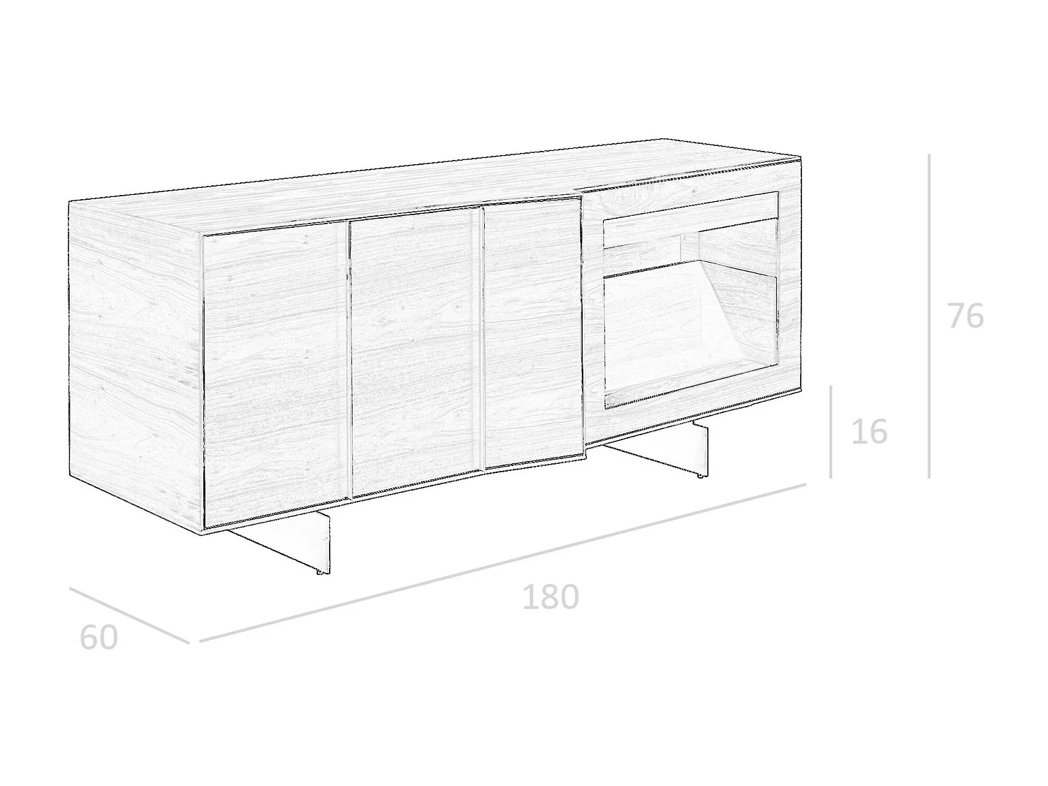 Buffet en noyer et acier noir avec éclairage intérieur 3218 ANGEL CERDA