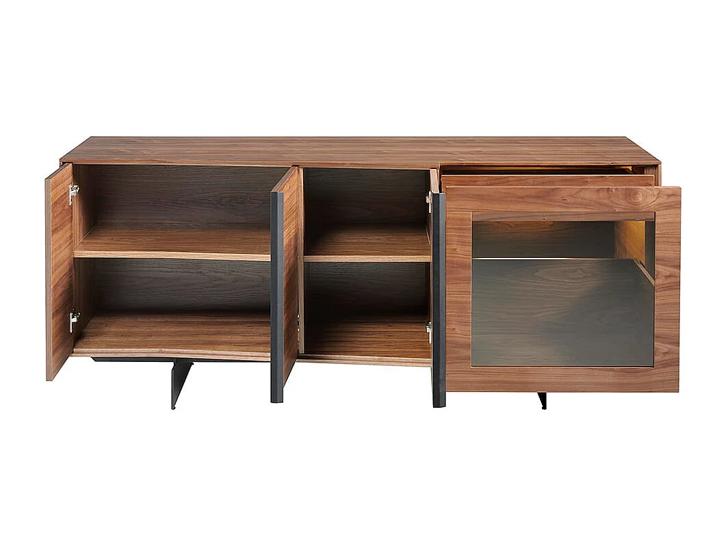 Buffet en noyer et acier noir avec éclairage intérieur 3218 ANGEL CERDA