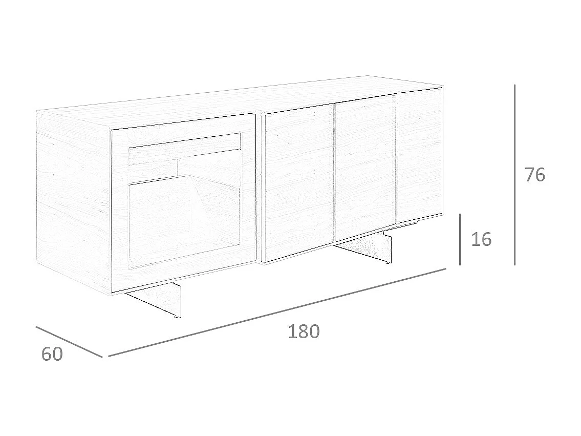 Aparador em nogueira e aço preto com iluminação interior 3218 ANGEL CERDA