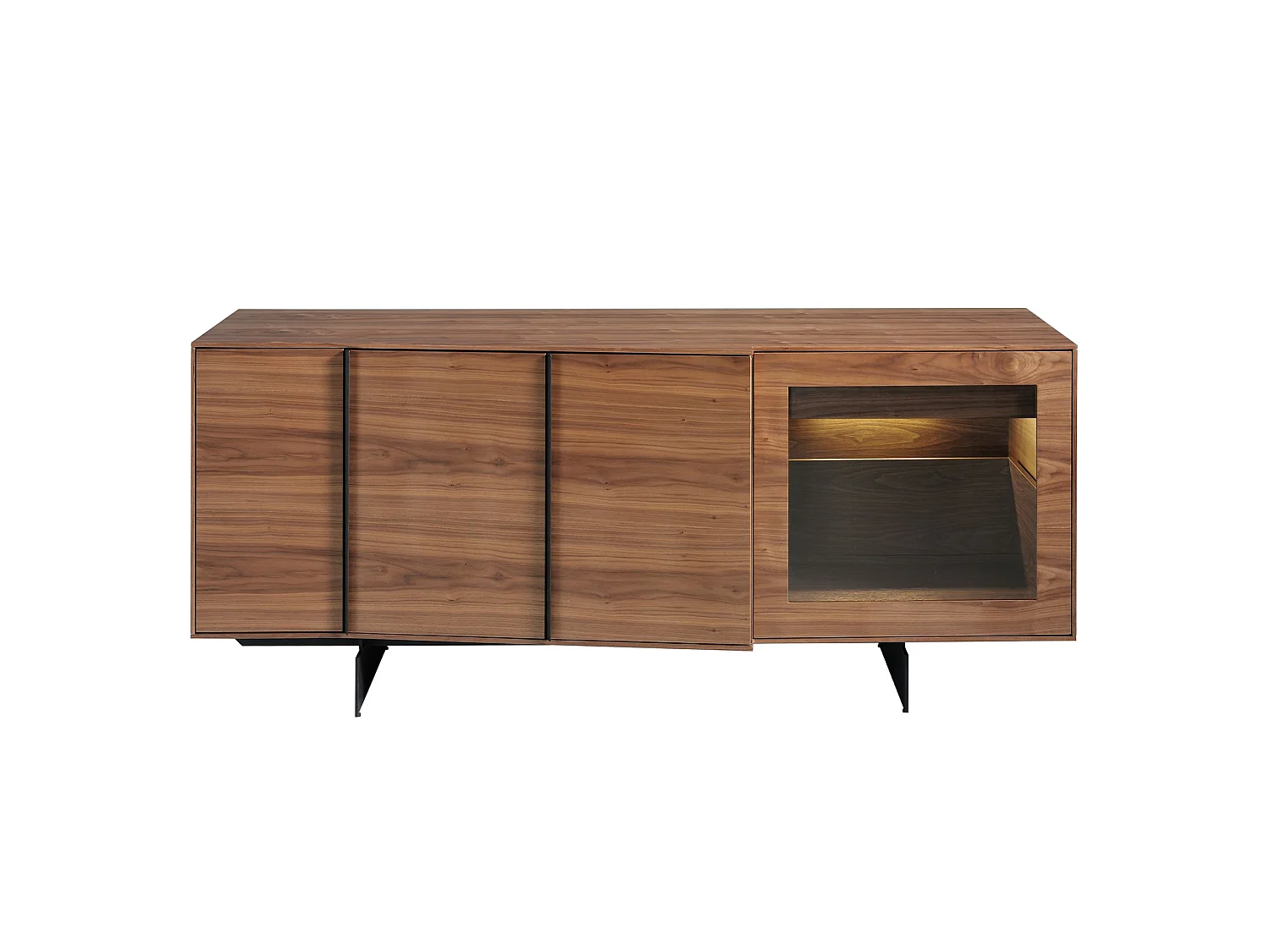Buffet en noyer et acier noir avec éclairage intérieur 3218 ANGEL CERDA