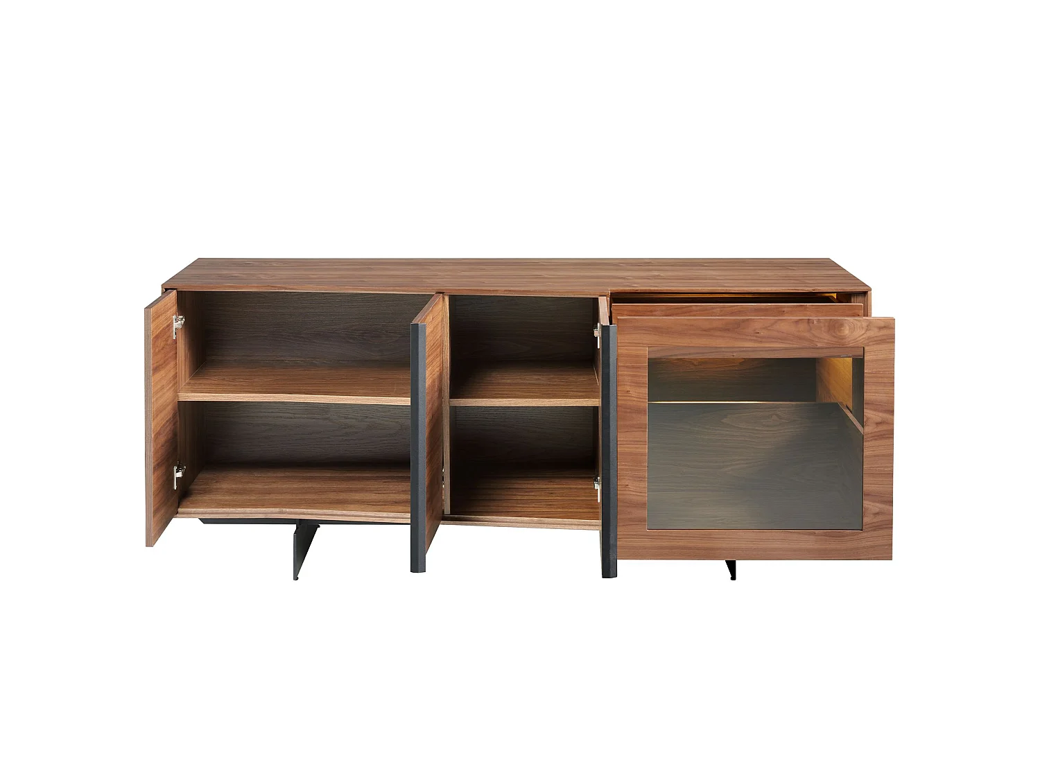 Buffet en noyer et acier noir avec éclairage intérieur 3218 ANGEL CERDA