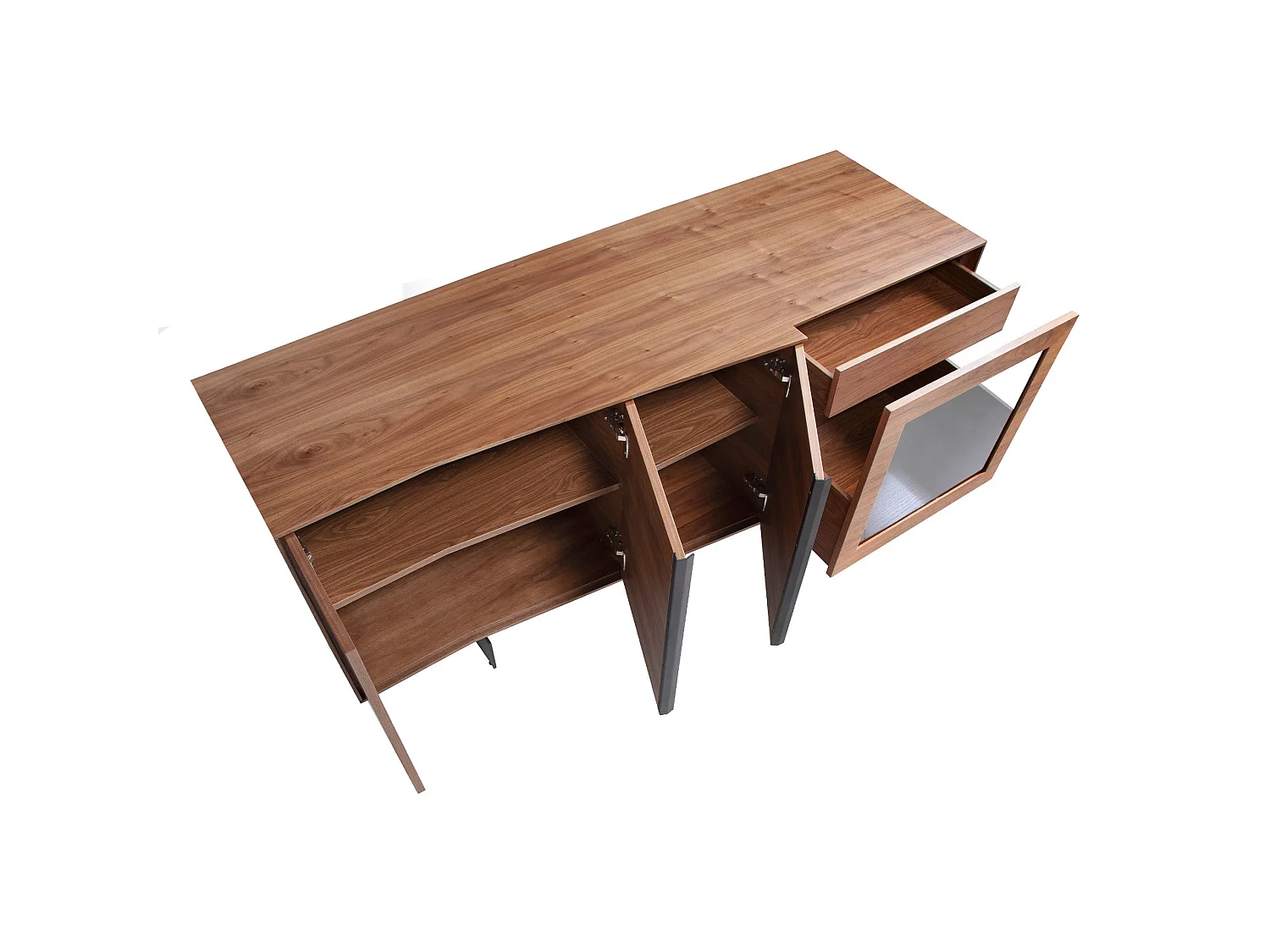 Buffet en noyer et acier noir avec éclairage intérieur 3218 ANGEL CERDA