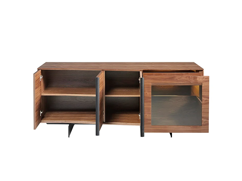 Buffet en noyer et acier noir avec éclairage intérieur 3218 ANGEL CERDA