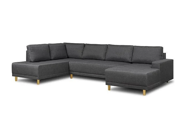 Canapé d'angle panoramique convertible JAKOB - 7 places - Gris - Scandinave - L318 x H 78 x P 194 cm