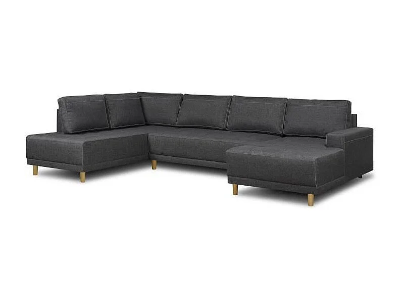 Canapé d'angle panoramique convertible JAKOB - 7 places - Gris - Scandinave - L318 x H 78 x P 194 cm