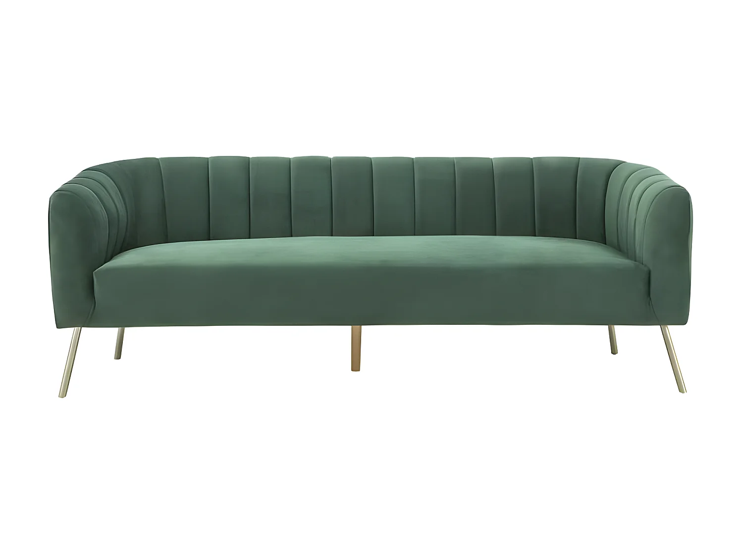 Canapé rétro - 3 places - Velours bleu vert - Style chic - L 207 x P 87 x H 77 cm - MATHIS - Structure bois massif