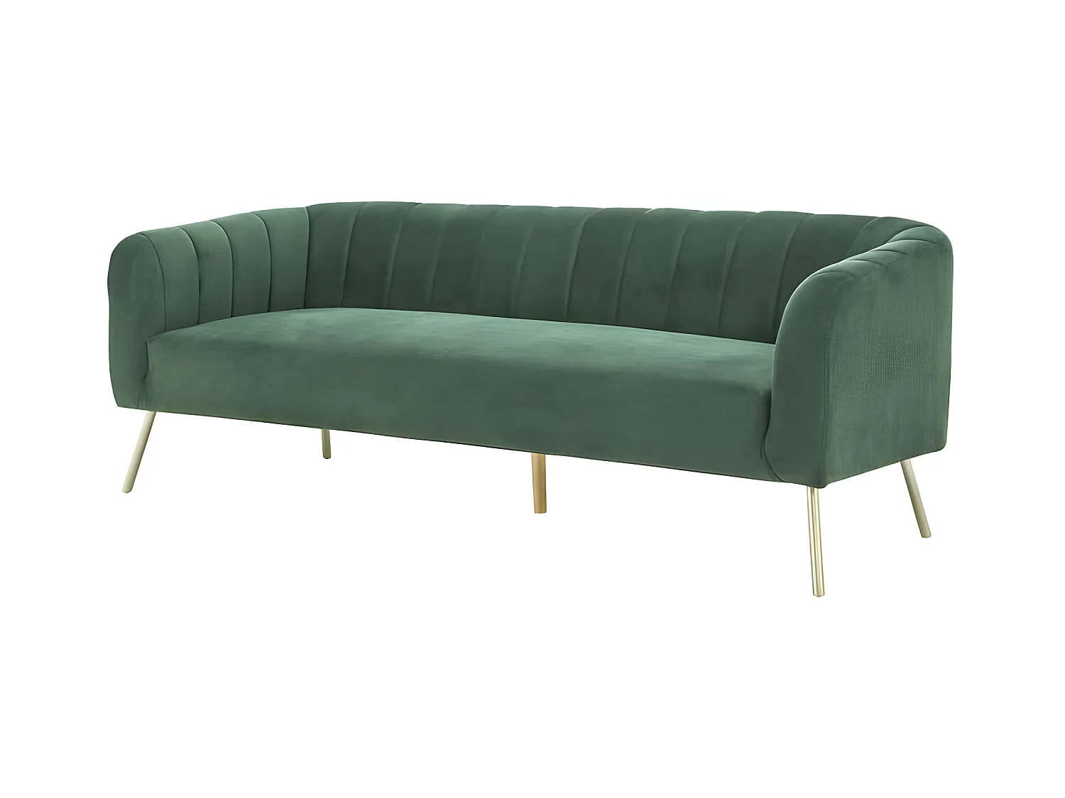 Canapé rétro - 3 places - Velours bleu vert - Style chic - L 207 x P 87 x H 77 cm - MATHIS - Structure bois massif