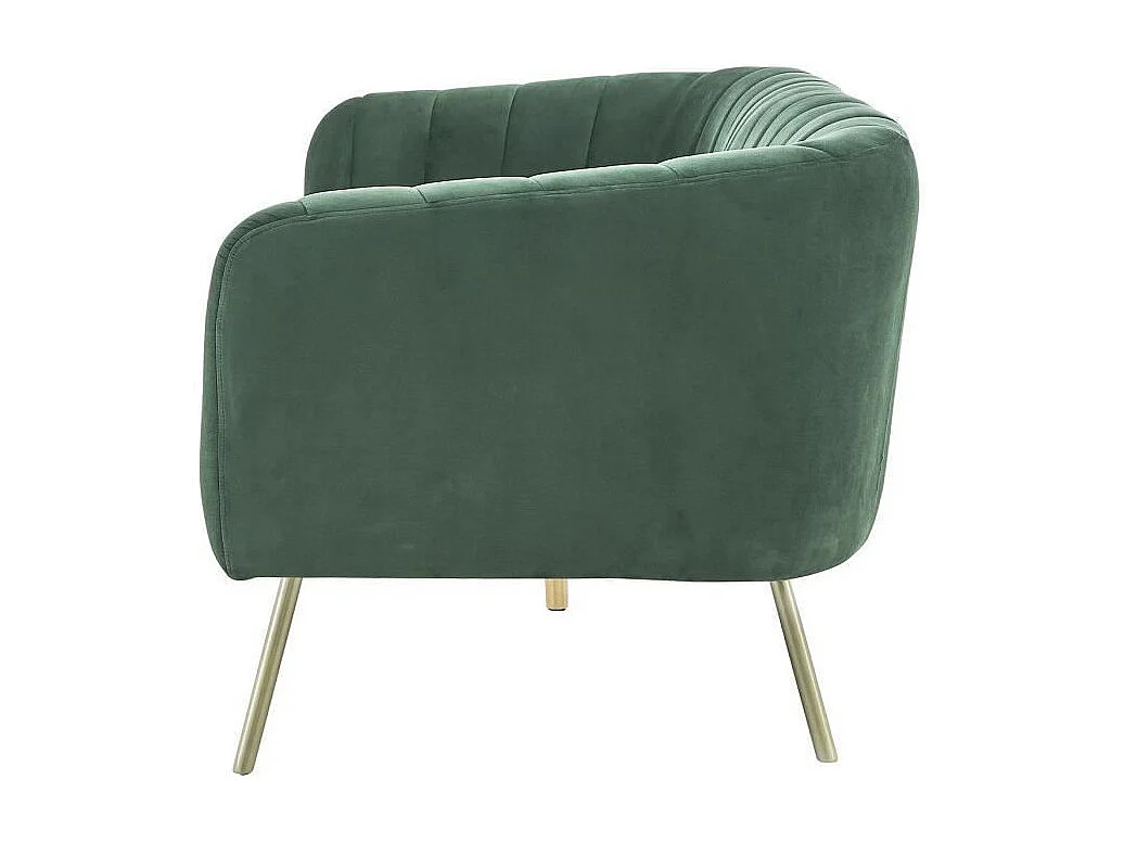 Canapé rétro - 3 places - Velours bleu vert - Style chic - L 207 x P 87 x H 77 cm - MATHIS - Structure bois massif