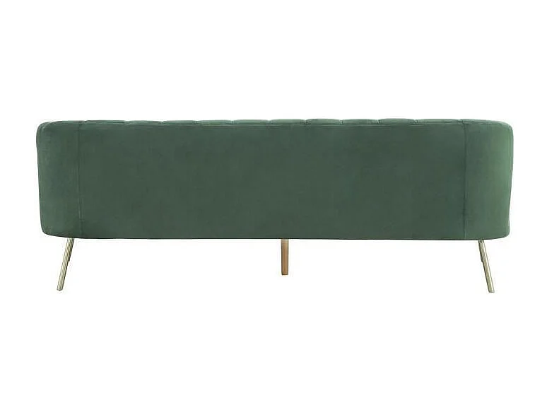 Canapé rétro - 3 places - Velours bleu vert - Style chic - L 207 x P 87 x H 77 cm - MATHIS - Structure bois massif