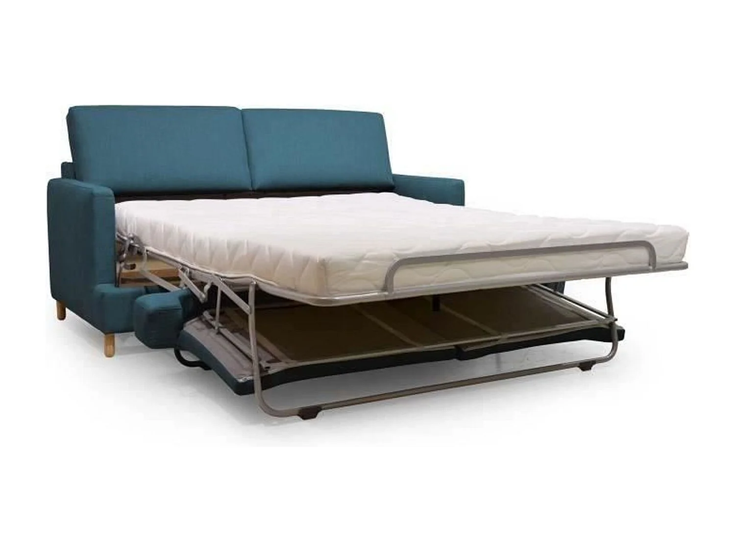 Canapé Convertible 3 Places - Tissu Bleu Pétrole - HEXAGONE