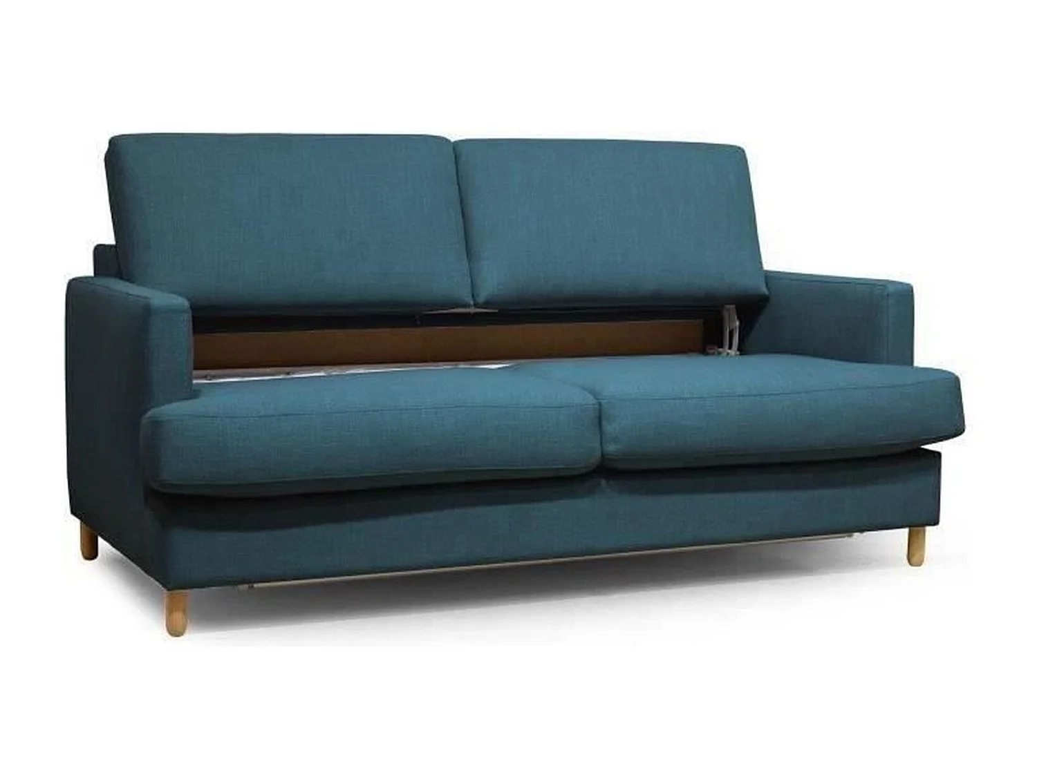 Canapé Convertible 3 Places - Tissu Bleu Pétrole - HEXAGONE