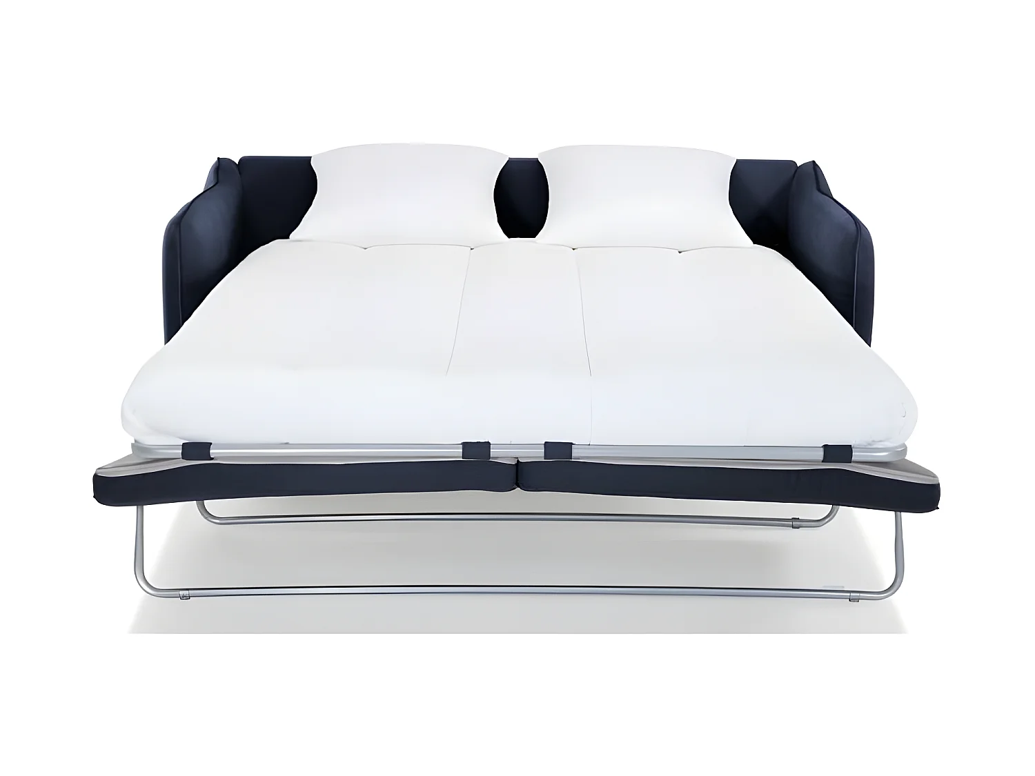 HEXAGONE Canape convertible couchage express - 3 places - Velours bleu nuit - L 182 x P 85 x H 97 cm - CLYDE