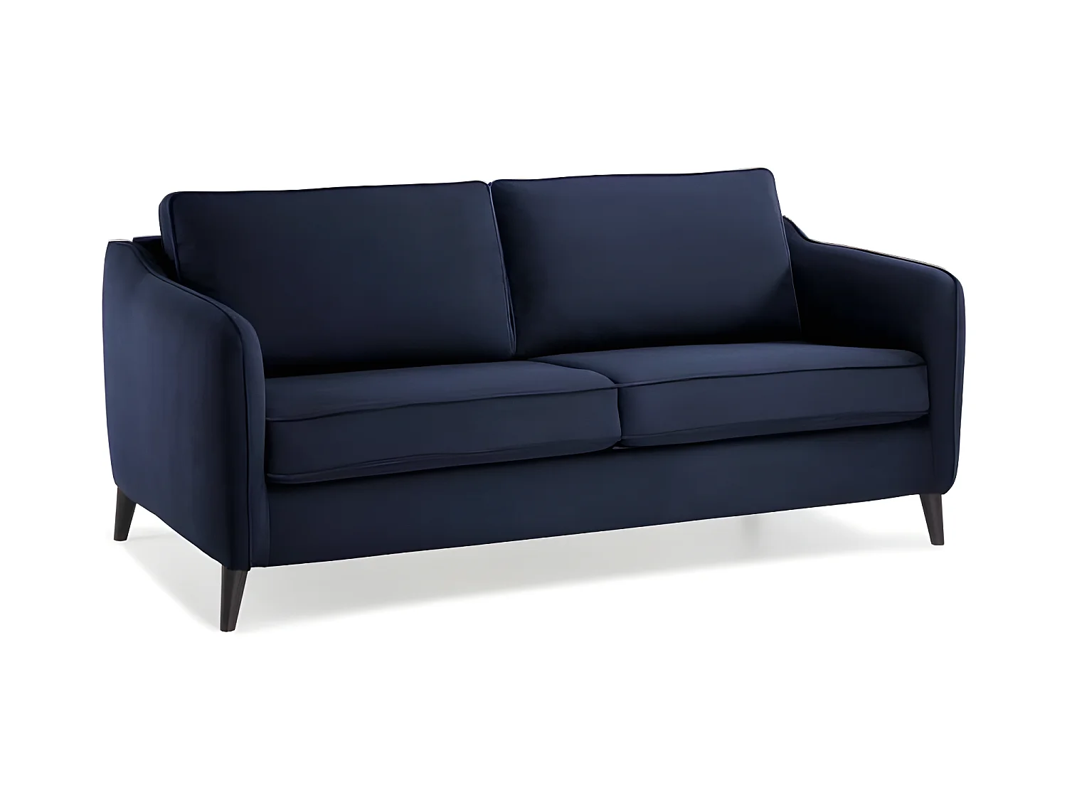 HEXAGONE Canape convertible couchage express - 3 places - Velours bleu nuit - L 182 x P 85 x H 97 cm - CLYDE