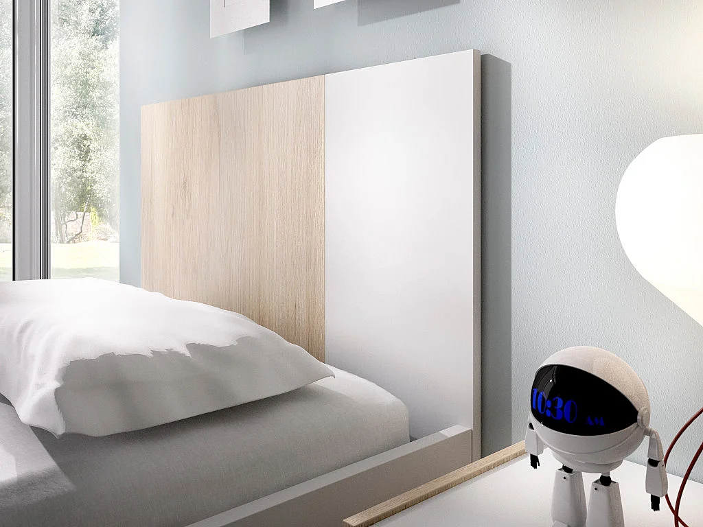 Cama nido 2 x 90 x 190 cm - Color: natural y blanco + somier - SONIA