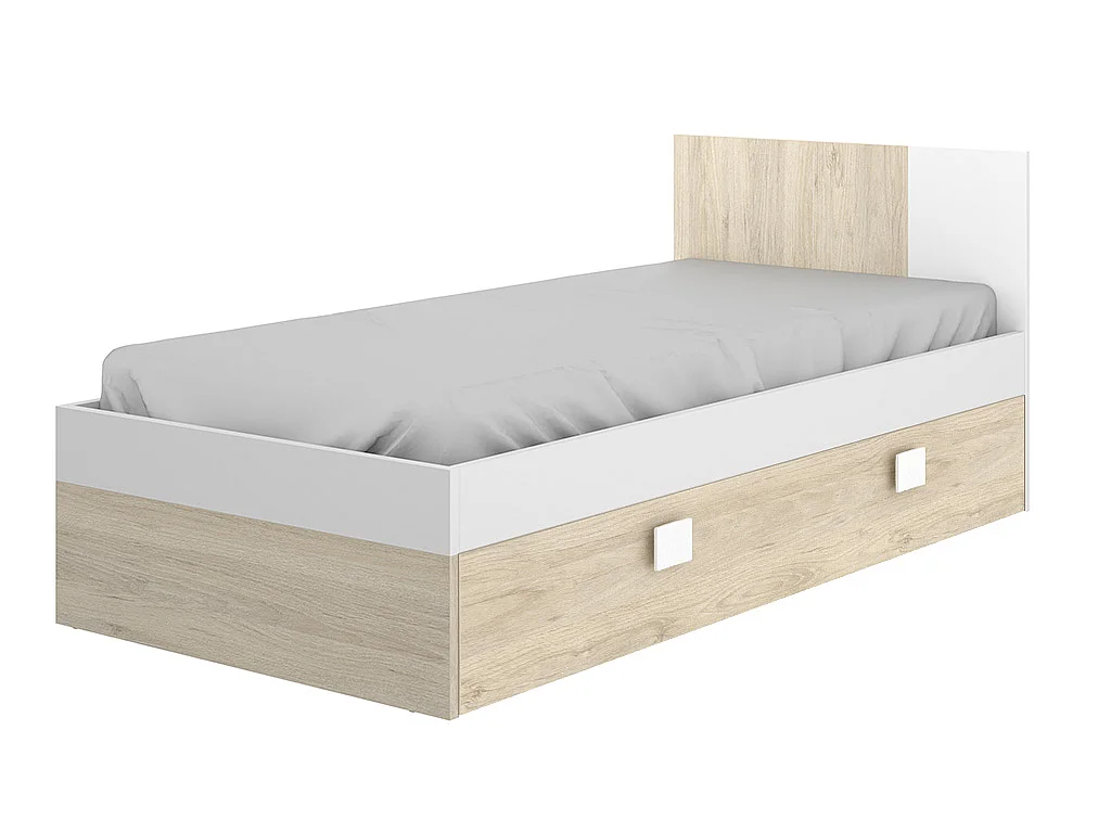 Cama nido 2 x 90 x 190 cm - Color: natural y blanco + somier - SONIA