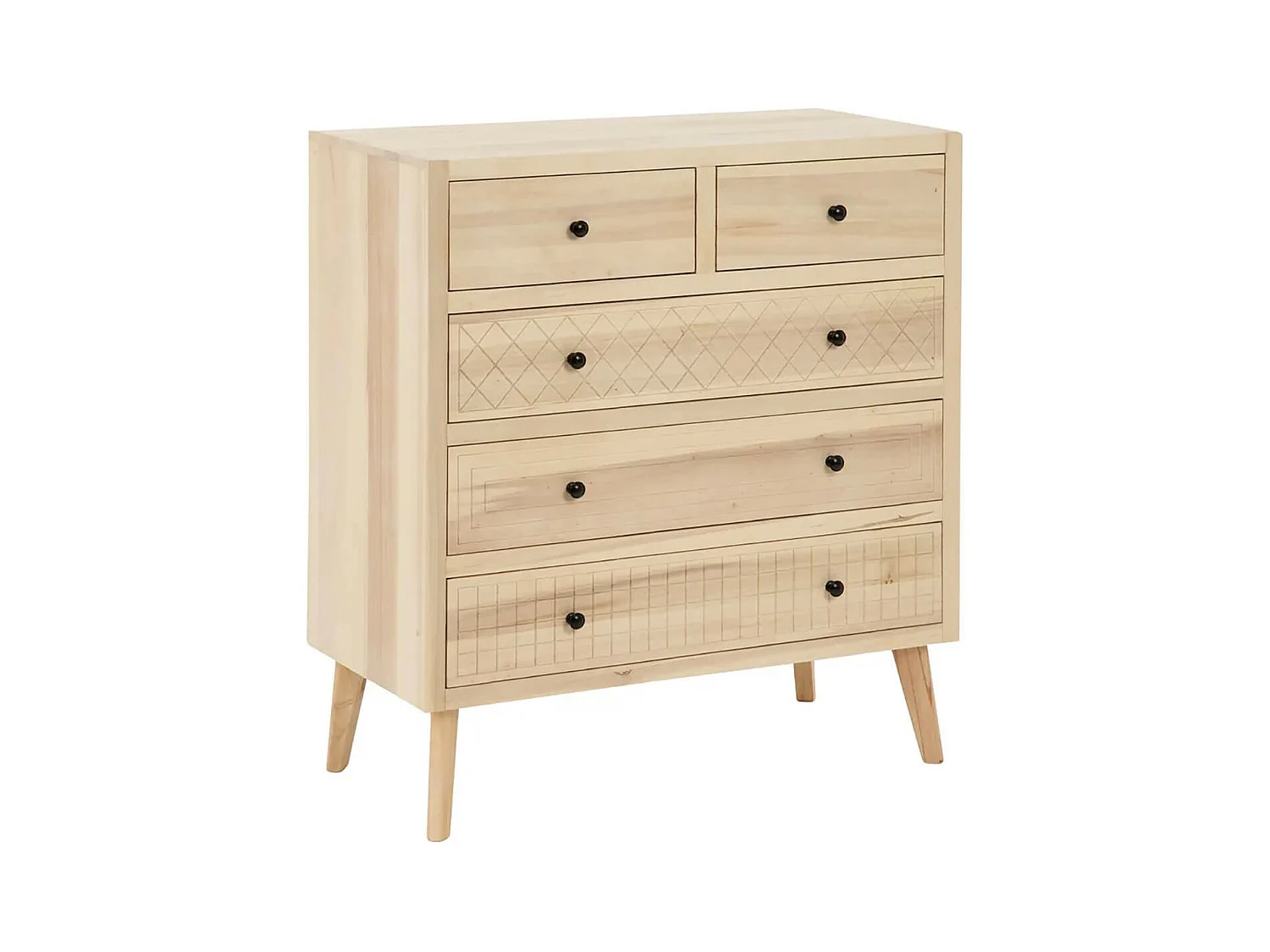 PAPLIO - Commode 5 Tiroirs en MDF et Bois de Peuplier