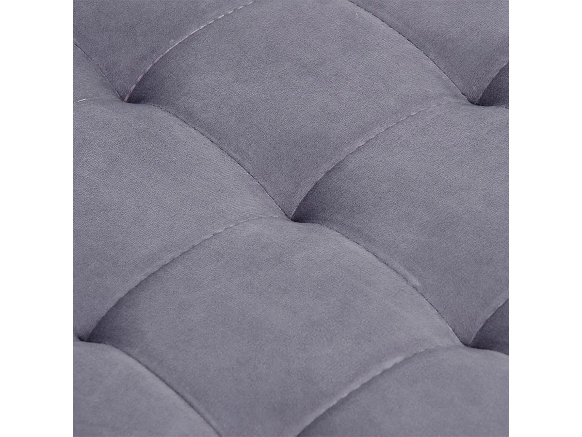 LOFNA - Table Basse Plateau Capitonné Gris et Piétement Doré