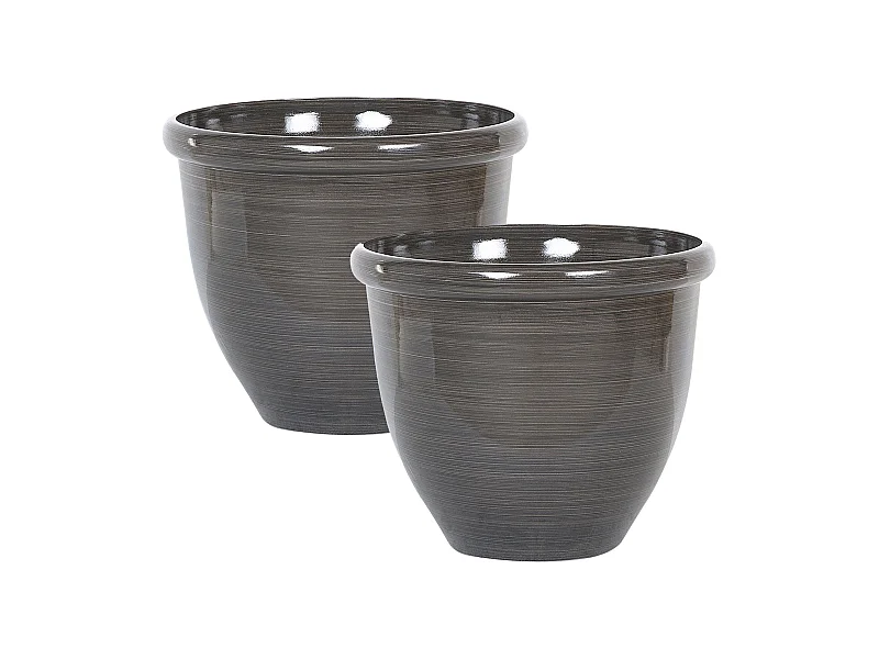 Blumentopf 2er Set Steingemisch braun rund 40 cm Outdoor & Indoor Modern Tesalia