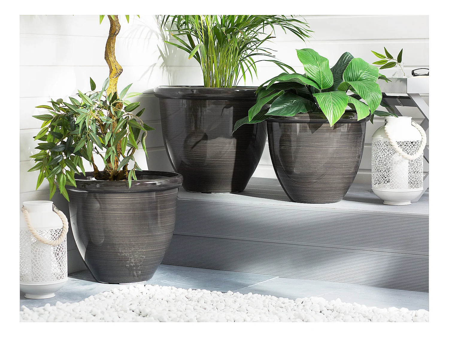 Lot de 2 pots de fleurs TESALIA 40 cm Marron