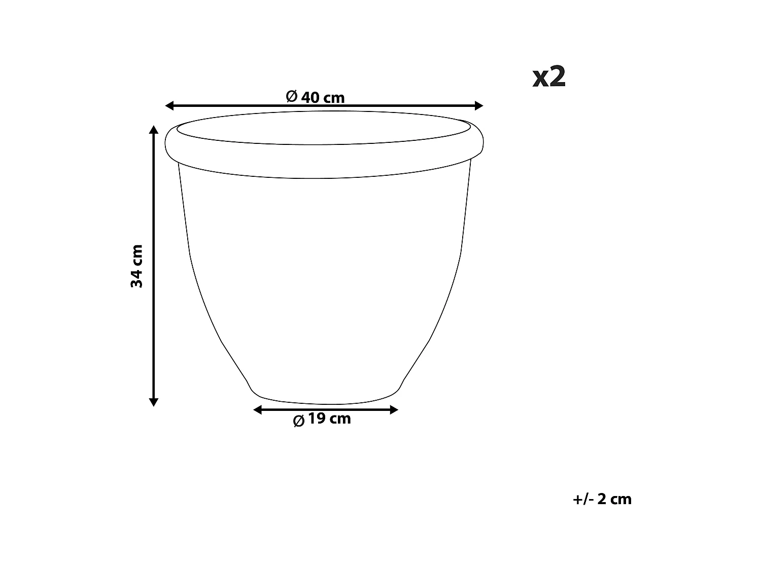 Lot de 2 pots de fleurs TESALIA 40 cm Marron