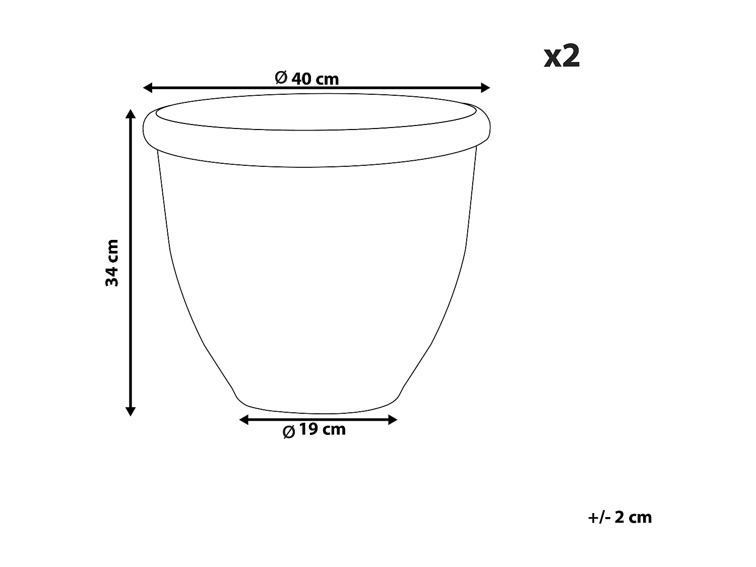 Lot de 2 pots de fleurs TESALIA 40 cm Marron