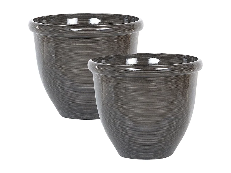 Set van 2 bloempotten TESALIA Steen 40 cm Bruin