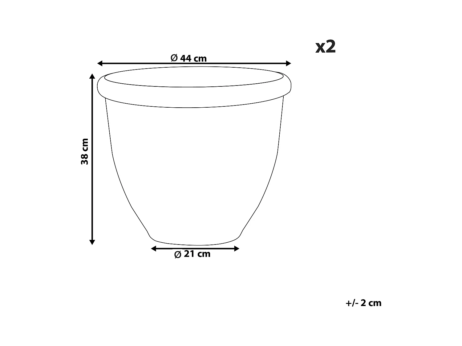 Blumentopf 2er Set Steingemisch braun rund 44 cm Outdoor & Indoor Modern Tesalia