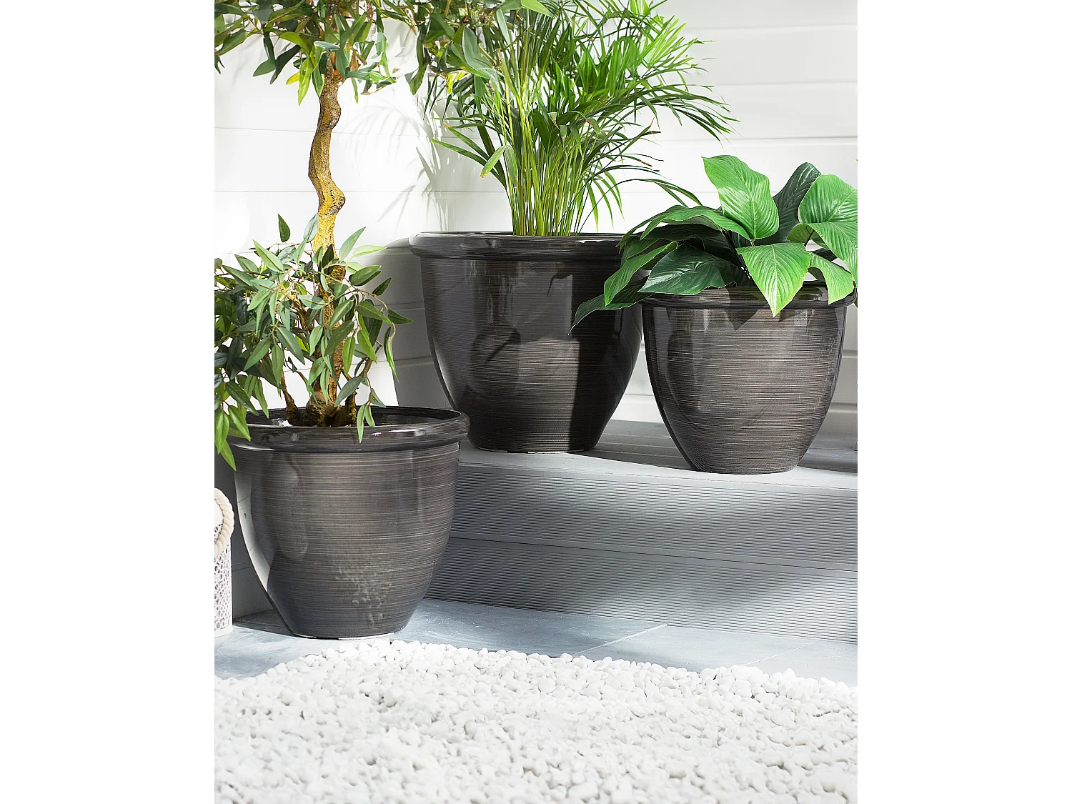 Lot de 2 pots de fleurs TESALIA 44 cm Marron