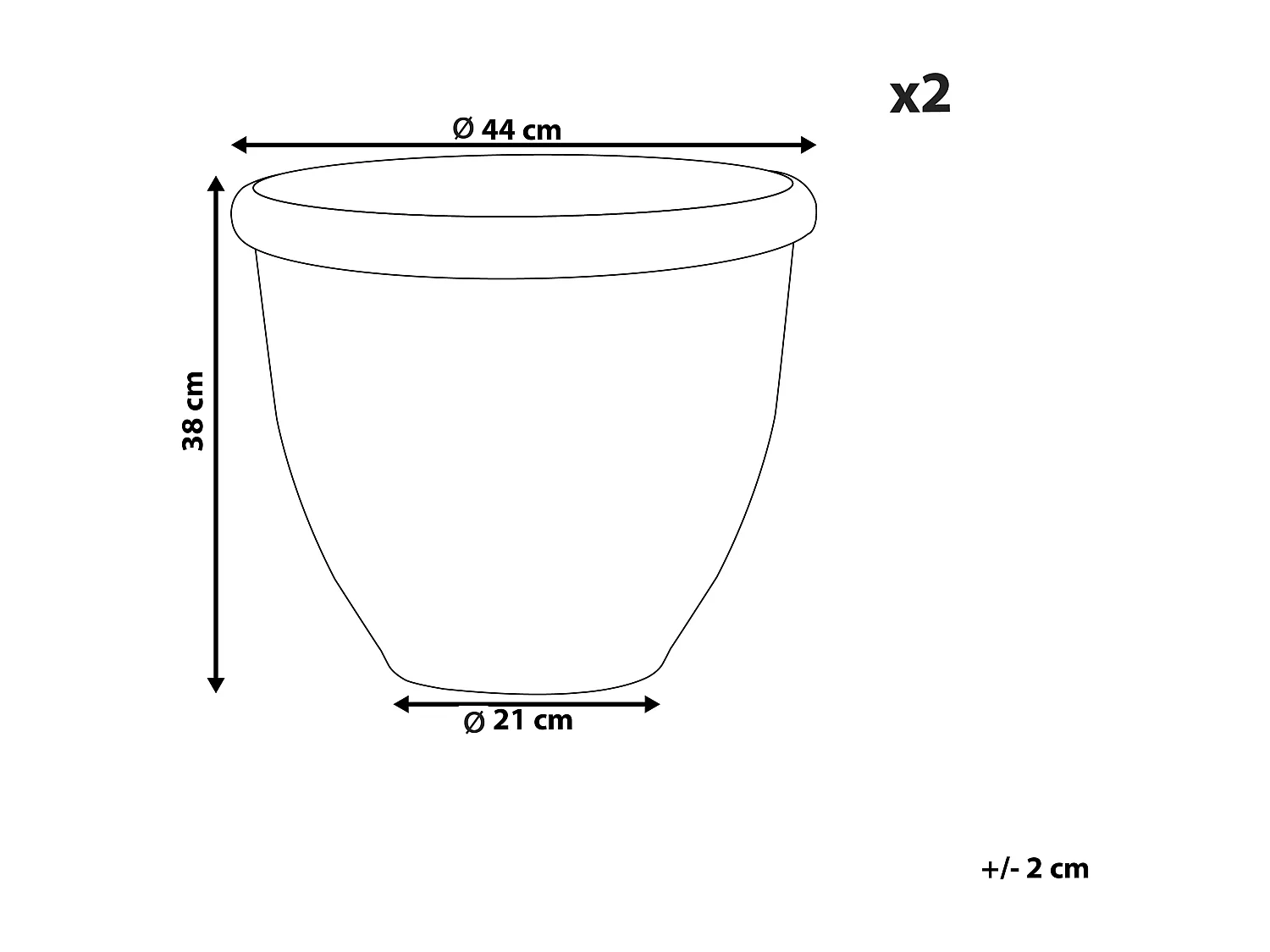 Conjunto de 2 vasos para plantas TESALIA Pedra 44 cm Castanho